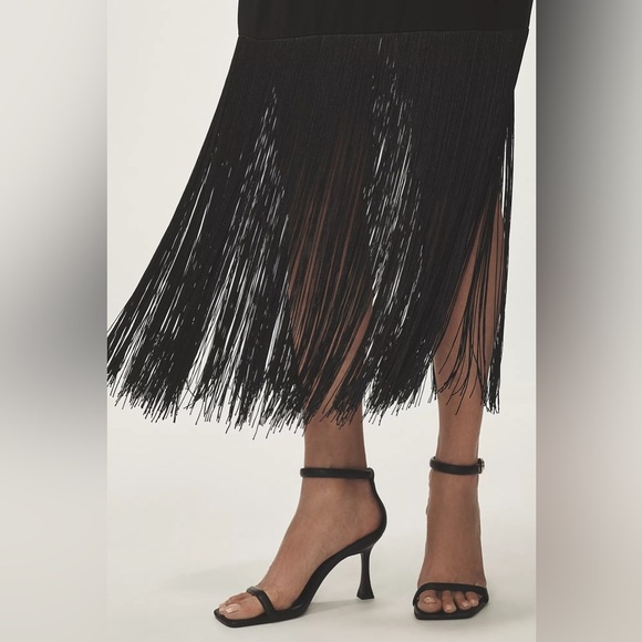 NWT! Anthropologie Hutch Plunge Halter Fringe Knit Midi Dress - Size XL 🐌 - Picture 4 of 5